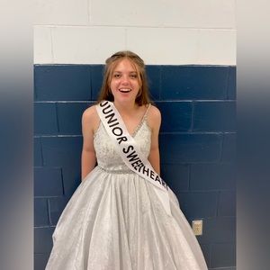 Silver, Sherri Hill formal gown, size 10